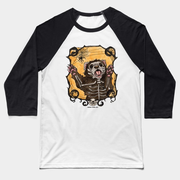 Halloween Ferret Baseball T-Shirt by SierraTiegsArt